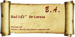 Balló Arianna névjegykártya